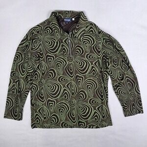 Vtg 90s Positano Charles Lapson 1/4 Zip Shirt Mens XL Green Psychedelic Swirl